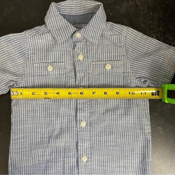 OshKosh B'Gosh Button Down Shirt Woven Short Sleeve Toddler Boys Striped 18 m - Picture 6 of 7